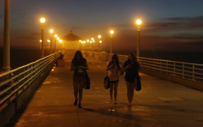 Manhattan Beach at Night, California, USA